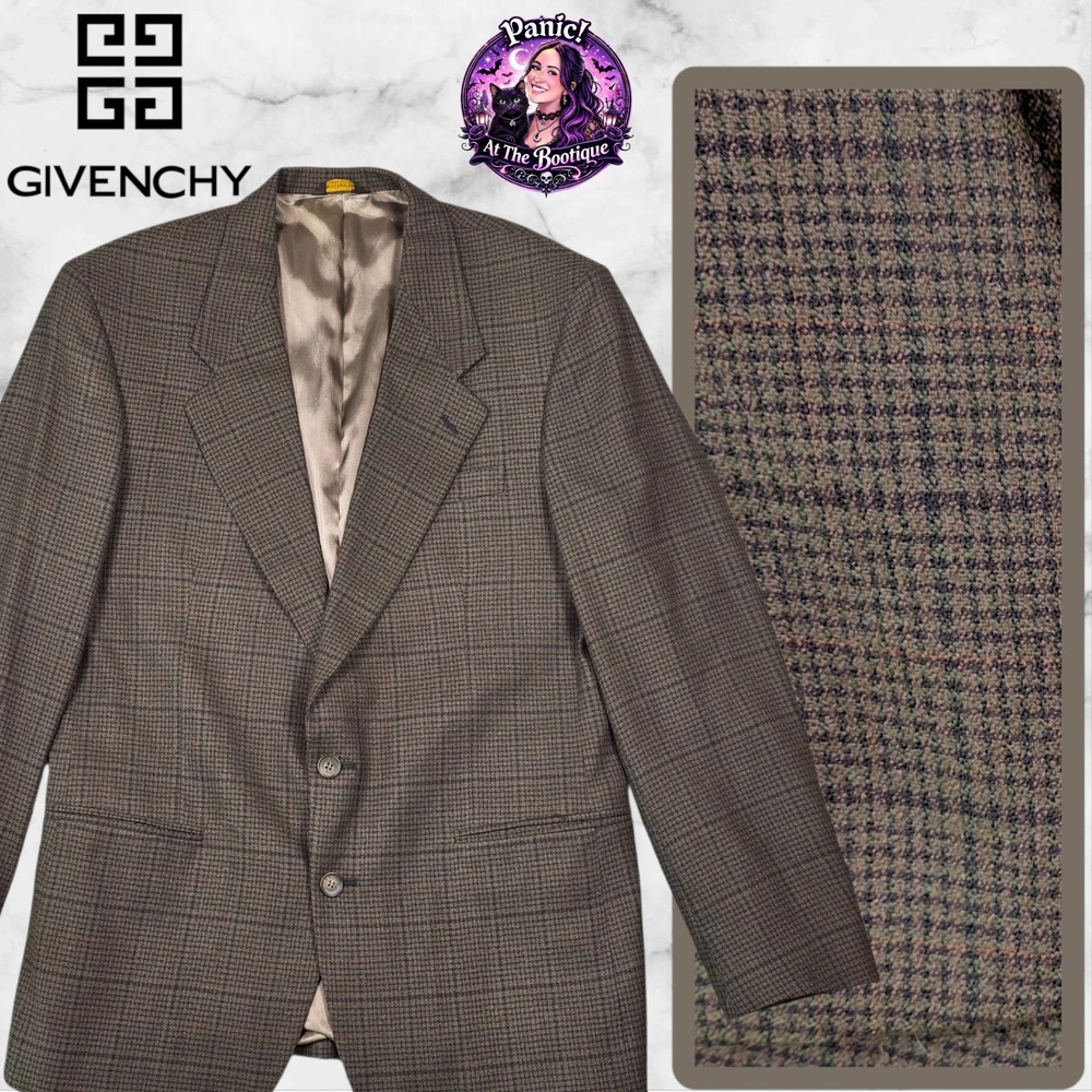 Vintage Givenchy Monsieur Blazer Men 40R Wool Plaid Check Luxury Designer Jacket